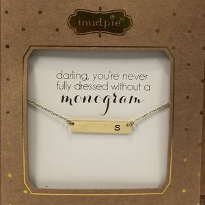 Mud Pie Chelsea Initial s Bar Necklace